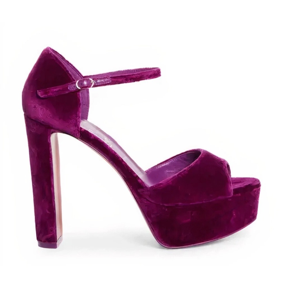 Christian Louboutin Sandaloo Platform Sandals – Size 39.5 – Purple Velvet - Picture 2 of 11